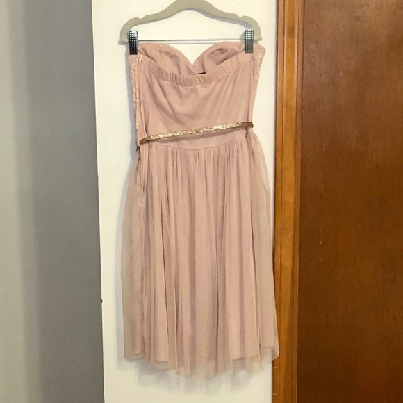 Lulu's Strapless Blush Pink Lace & Tulle Party Dress - Picture 4 of 5